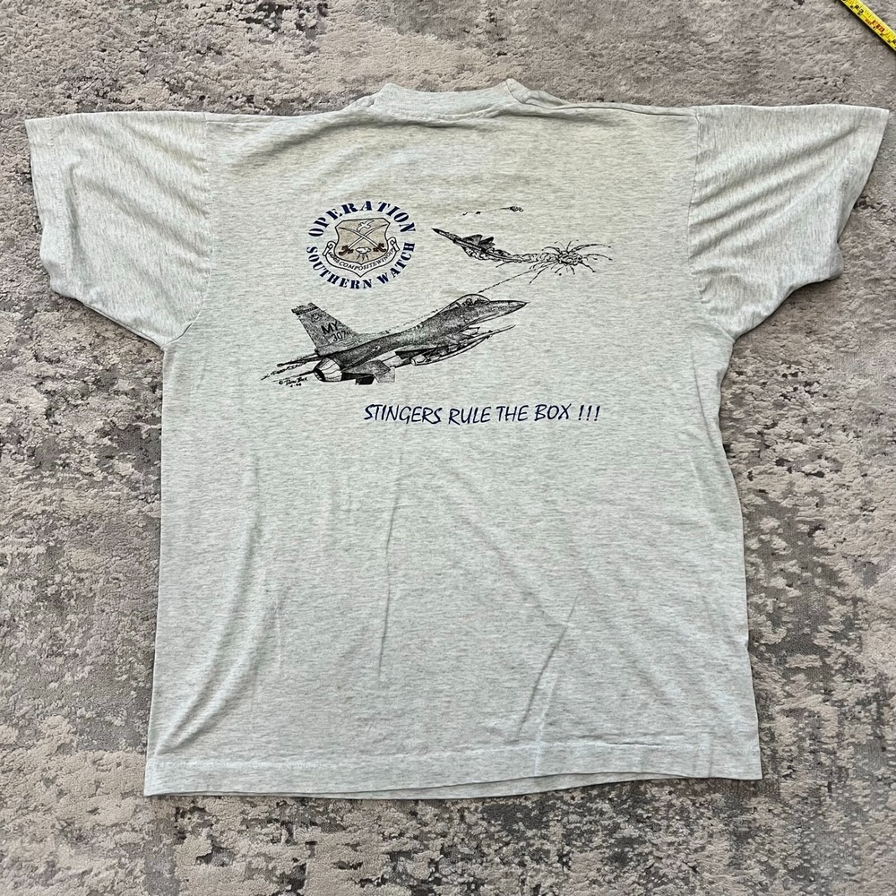 Vintage Air Force Op Southern Watch Stingers Bahrain Shirt L Single Stitch